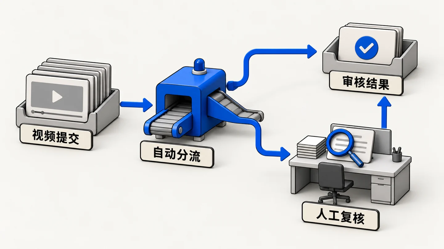 京东POP主图视频自动审核：类目规则，模拟AI审核，人工复核，审核结果