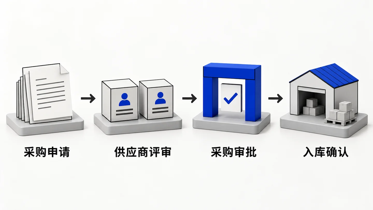 国企供应链数智一体化平台：采购申请，供应商评审，采购审批，入库确认